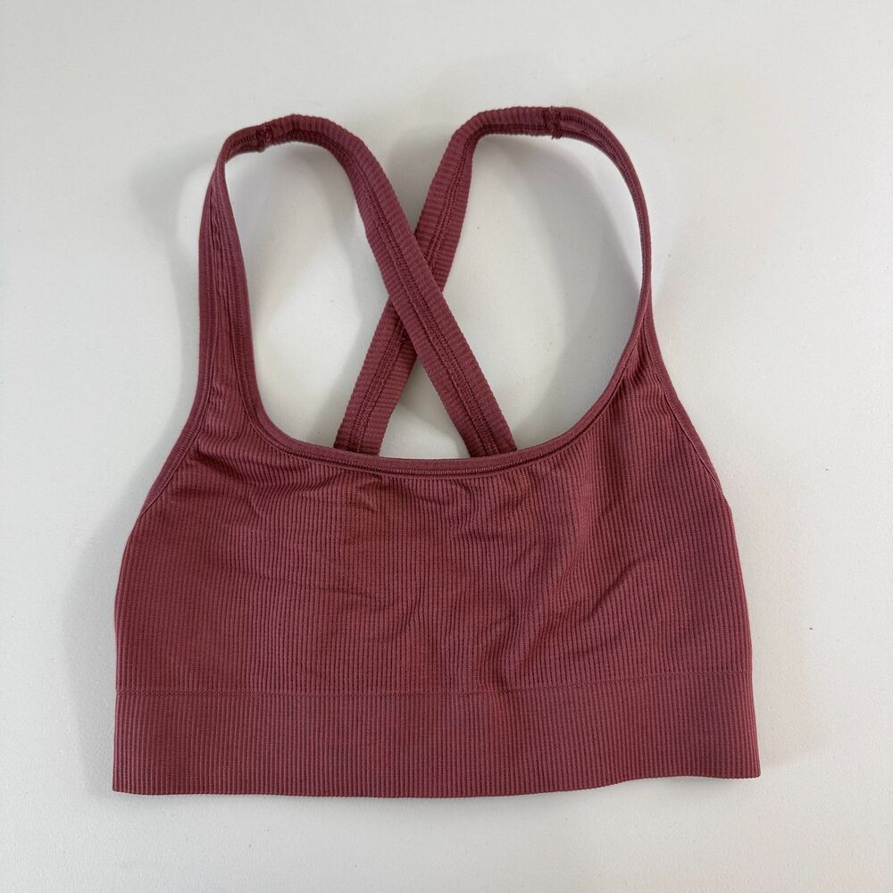 Athleta Women's Aurora Scoop Sports Bra Criss Cross Maroon Size XS